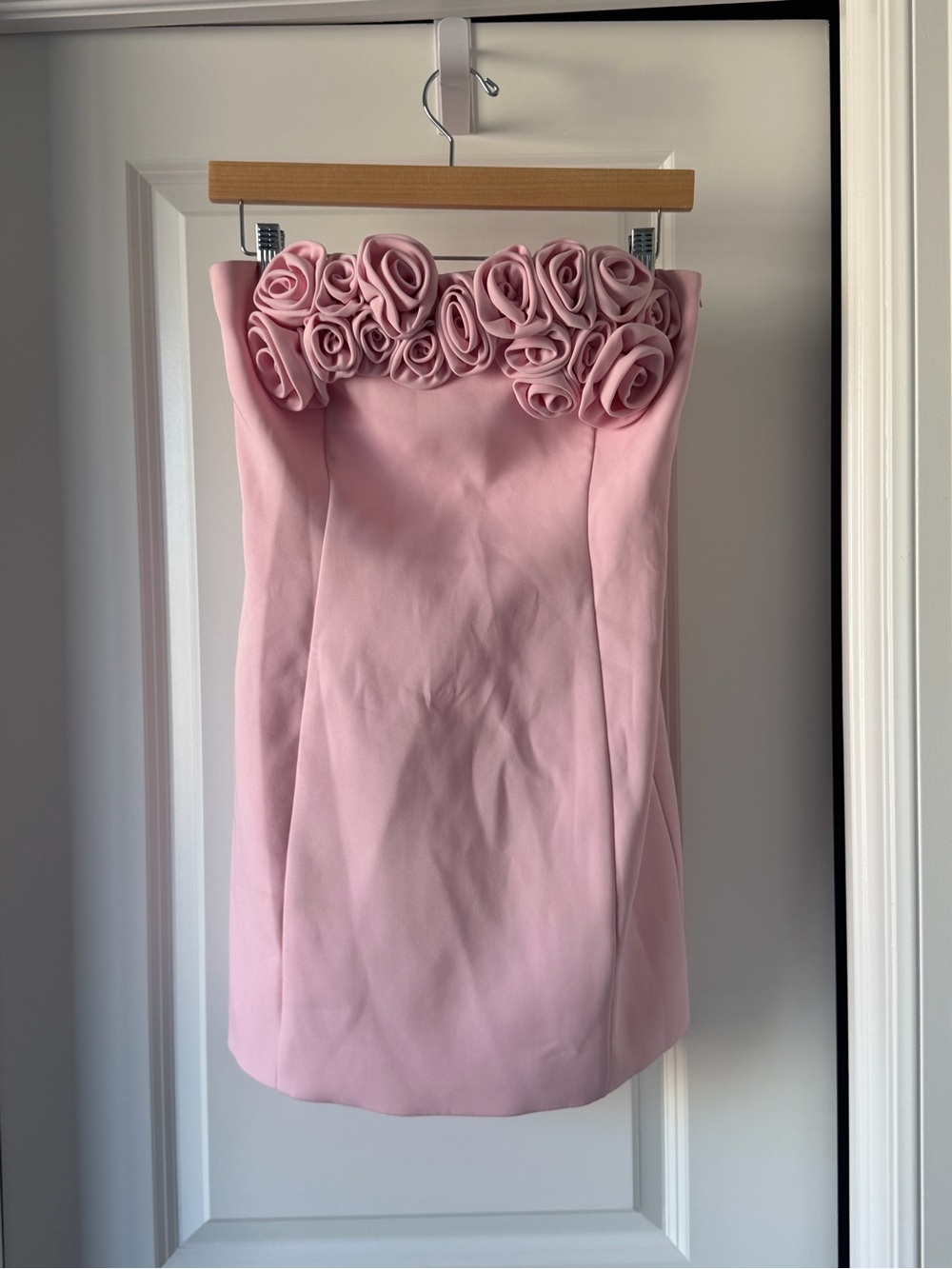 Meshki Pink Rose-Trim Strapless Mini Skirt